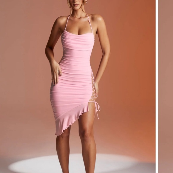 Oh Polly Dresses & Skirts - Oh Polly dress women size 4 edenia bodycon pink asymmetrical midi fairy b25